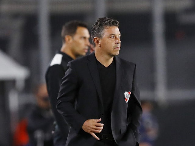 River Plate coach Marcelo Gallardo reacts on March 20, 2022