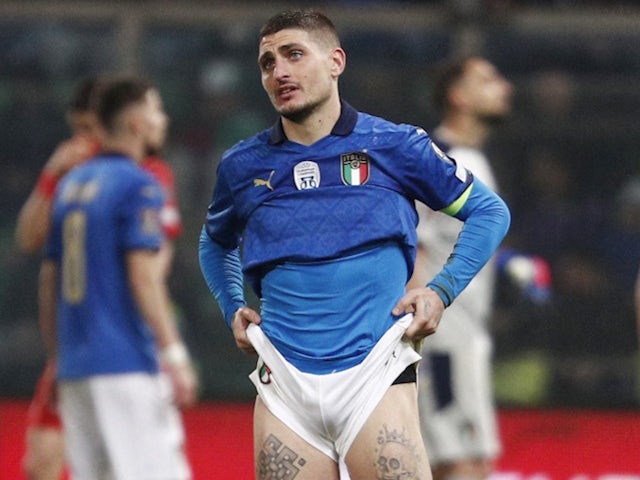Marco Verratti in action for Italy on March 24, 2022