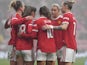 Manchester United Women celebrate scoring in 2022