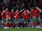 Portugal's Otavio celebrates scoring against Turkey on March 24, 2022