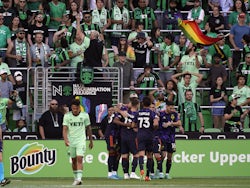 Seattle Sounders FC celebrate the goal scored by defender Will Bruin (17) against Austin FC during the first half at Q2 Stadium on March 20, 2022