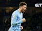 Manchester City's Aymeric Laporte celebrates scoring their fifth goal on December 26, 2021