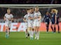 Bayern Munich Women's Klara Buhl celebrates scoring their second goal with teammates on March 30, 2022
