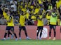 Ecuador's Enner Valencia celebrates scoring their first goal with teammates on March 30, 2022
