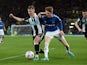 Everton's Anthony Gordon in action with Newcastle United's Emil Krafth on March 7, 2022