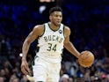 Giannis Antetokounmpo in action for the Milwaukee Bucks in March 2022