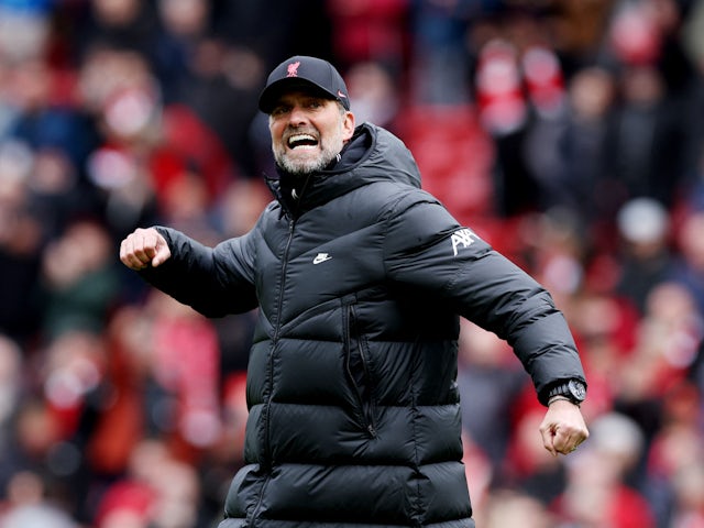 Liverpool manager Jurgen Klopp celebrates after the match on April 2, 2022