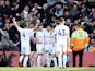 Leeds United's Jack Harrison celebrates scoring their first goal with teammates on April 2, 2022