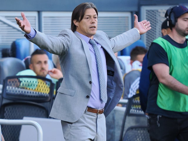 San Jose Earthquakes head coach Matias Almeyda on the sideline during the second half against the Austin FC at PayPal Park on April 3, 2022