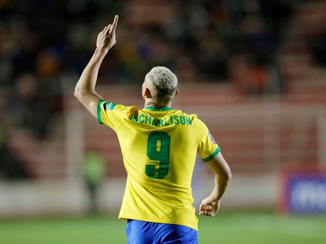 Brazil's Richarlison celebrates scoring their fourth goal on March 29, 2022