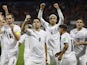 Uruguay's Luis Suarez celebrates scoring their first goal with teammates on March 30, 2022