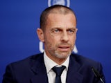 UEFA president Aleksander Ceferin during the news conference on April 7, 2022