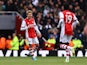 Arsenal's Martin Odegaard celebrates scoring their first goal on April 9, 2022