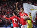 Benfica's Darwin Nunez celebrates scoring their first goal on April 5, 2022