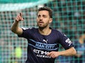 Manchester City's Bernardo Silva celebrates scoring their fifth goal before it is disallowed after a VAR review on February 15, 2022 