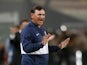 Alianza Lima coach Carlos Bustos reacts on April 6, 2022