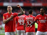 Benfica's Darwin Nunez celebrates scoring their second goal on April 9, 2022