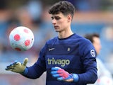 Chelsea's Kepa Arrizabalaga during the warm up  on April 4, 2022