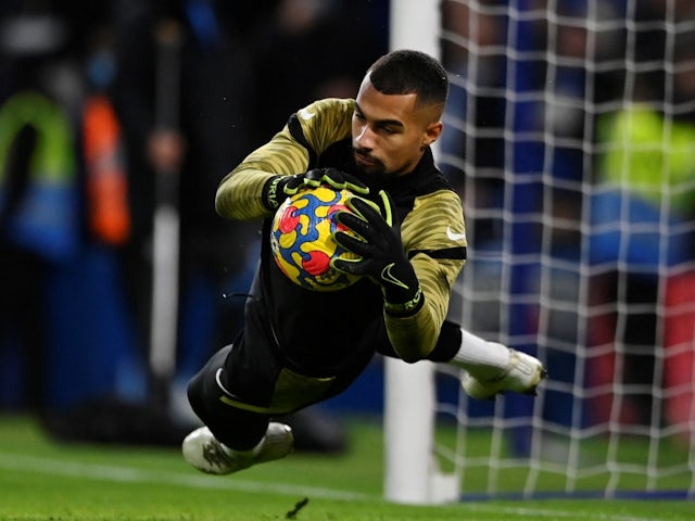 Brighton & Hove Albion's Robert Sanchez during the warm up before the match on December 29, 2021