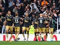 Newcastle United's Fabian Schar celebrates scoring their first goal with teammates on April 3, 2022