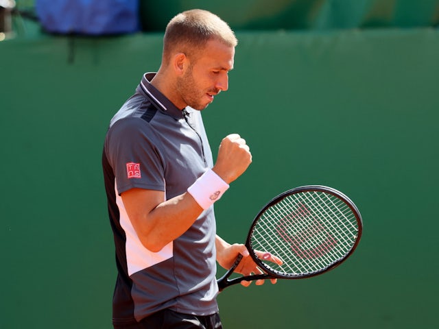 Dan Evans in action at the Monte Carlo Masters on April 12, 2021