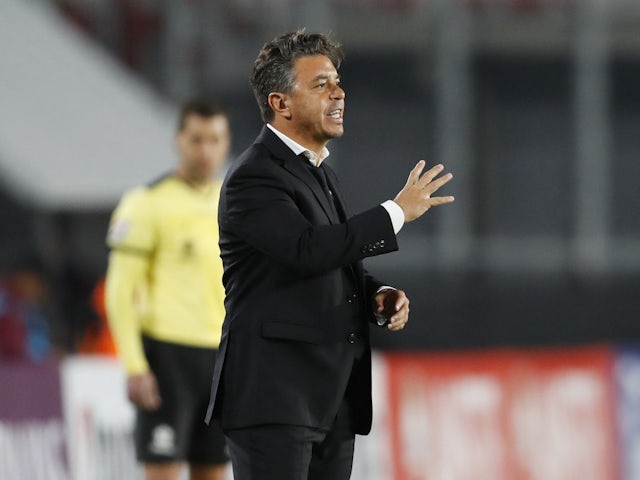 River Plate coach Marcelo Gallardo reacts on April 13, 2022