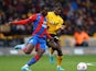 Crystal Palace's Tyrick Mitchell in action with Wolverhampton Wanderers' Chiquinho on March 5, 2022