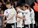 Fulham celebrating a goal during their victory over Preston North End on April 19, 2022.