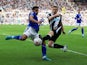 Newcastle United's Matt Targett in action with Leicester City's James Justin on April 17, 2022