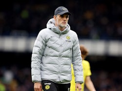 Chelsea head coach Thomas Tuchel looking frustrated during fixture against Everton on May 1, 2022.