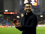 Rangers manager Giovanni van Bronckhorst celebrates after reaching the Europa League final on May 5, 2022