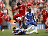 Liverpool forward Luis Suarez and Chelsea defender John Terry in action during the 2012 FA Cup final.