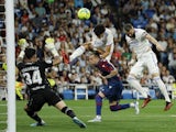 Real Madrid's Karim Benzema scores against Levante on May 12, 2022