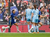 Chelsea's Sam Kerr celebrates scoring against Manchester City on May 15, 2022