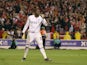 Nottingham Forest goalkeeper Brice Samba celebrates saving a penalty against Sheffield United on May 17, 2022.