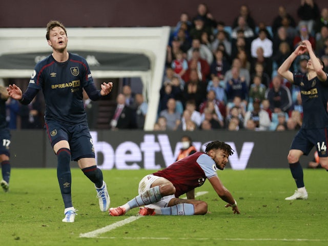 Burnley's Wout Weghorst reacts after missing a chance to score on May 19, 2022