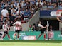 Sunderland midfielder Elliot Embleton celebrates scoring in the League One playoff final on May 21, 2022.