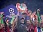 Liverpool manager Jurgen Klopp lifts the Champions League trophy on June 1, 2019
