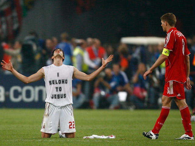 AC Milan's Kaka and Liverpool's Steven Gerrard pictured after the Champions League final on May 23, 2007