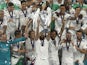 Real Madrid players lift the Champions League on May 28, 2022