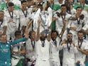 Real Madrid players lift the Champions League on May 28, 2022