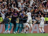 Vinicius Junior celebrates scoring for Real Madrid against Liverpool on May 28, 2022