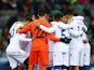 Cyprus national team huddle before the match on November 14, 2021 