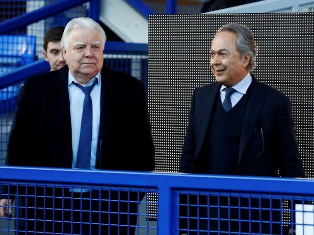Everton chairman Bill Kenwright and owner Farhad Moshiri arrive before the match on December 21, 2019
