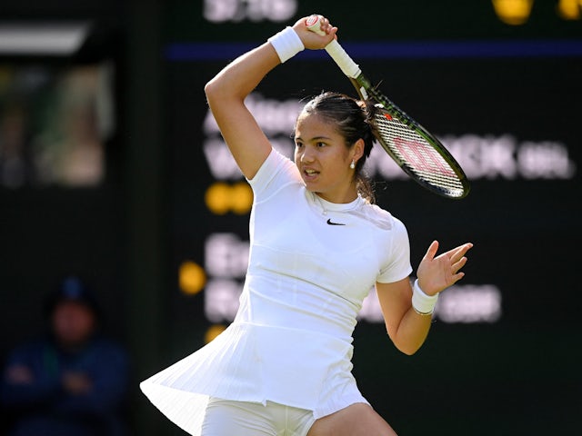 Emna Raducanu in action at Wimbledon on June 27, 2022