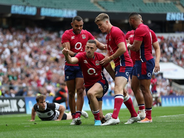 England's Jonny May scores their second try on June 19, 2022