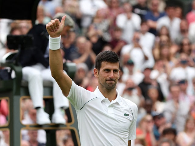 Novak Djokovic pictured at Wimbledon on June 27, 2022