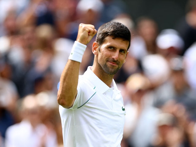 Novak Djokovic in action at Wimbledon on June 29, 2022