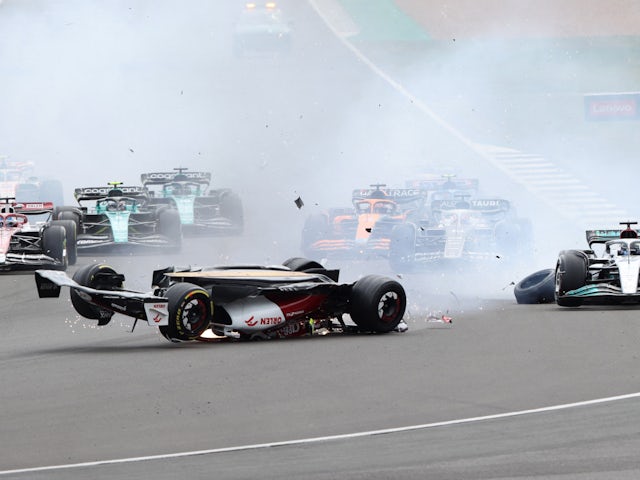 Zhou Guanyu crashing out of the British Grand Prix on July 2, 2022.
