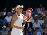Elena Rybakina reacts at Wimbledon on July 7, 2022